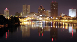 Rochester skyline at night